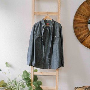 Men's Merona Blue Denim Long Sleeve Button Down Shirt